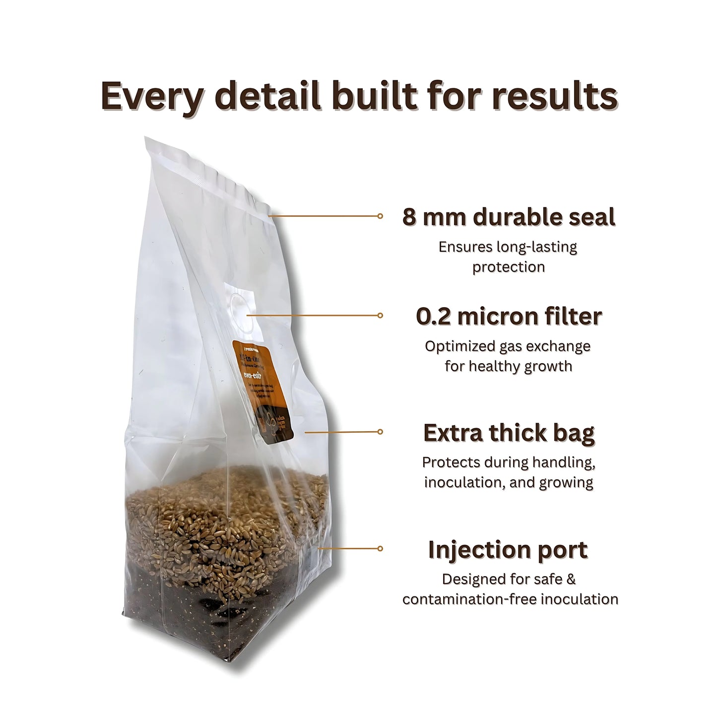 All-In-One Coconut Coir Mushroom Grow Bag – Organic Rye Grain + CVG substrate (Coconut Coir, Vermiculite, and Gypsum) My Store