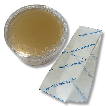 Placas de agar MYA pre-vertidas: medio de alta calidad para el cultivo de micelio con Parafilm gratis.