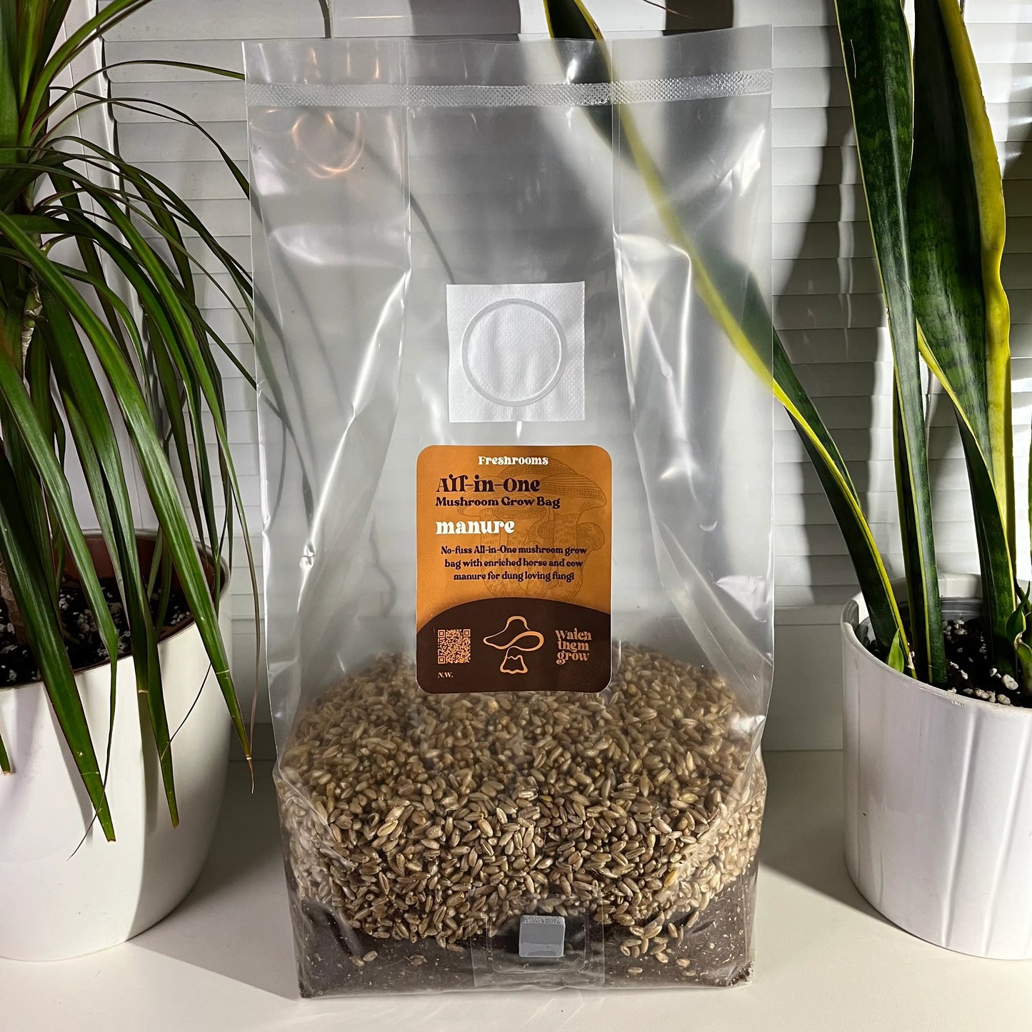 All-In-One Manure Grow Bag — Manure Substrate + Organic Rye Grain