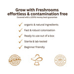 Grow mushrooms with Freshrooms effortless and contamination-free using premium coir substrate technology