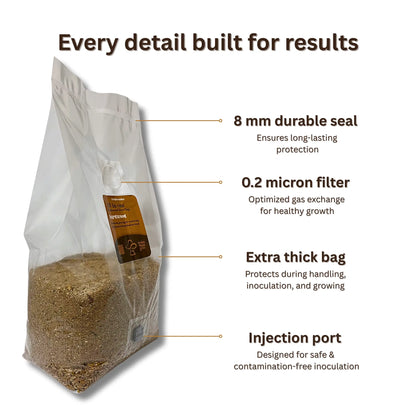 Hardwood  All-In-One Mushroom Grow Bag - Organic Rye Grain and Hardwood Substrate